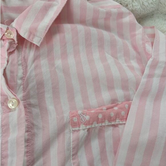 Victoria's‎ Secret Shirt Night Gown Button Front Sleep Strip Dress Size Large - Picture 3 of 5